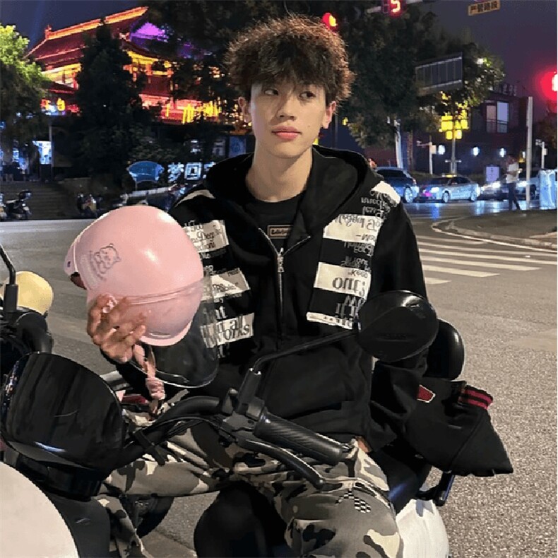 高品质春装新款美式高街潮牌解构设计休闲连帽卫衣男女慵懒风外套，女装短外套，电商A486-1