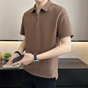 店主风~夏季新款冰丝拉链领T恤衫  T2005/P48图片
