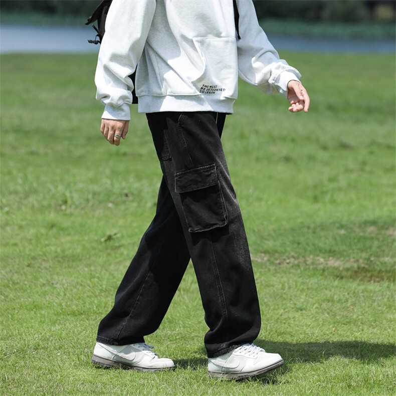 复古水洗工装牛仔裤子男2024新款潮流美式高街宽松直筒阔腿休闲裤,男装牛仔裤,星座410-6（原星座1304-1）