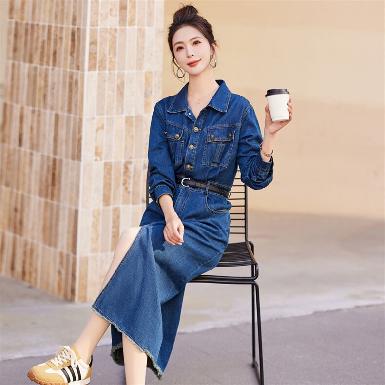 现货！连衣裙女2024春装新款女装韩版时尚气质显瘦中长款裙子,女装连衣裙,慧尚依恋