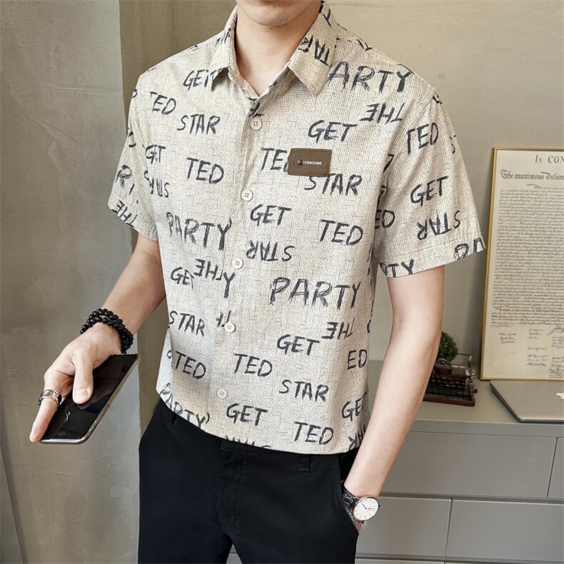 男士短袖衬衫夏季细款时尚百搭衬衣薄款上衣C500-P68图片