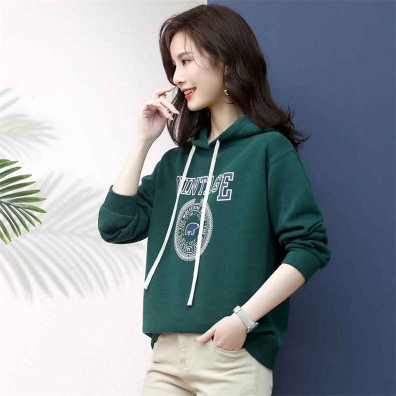 2022年秋季新款字母卫衣女连帽韩版宽松显瘦上衣服女棉,女装卫衣/绒衫,简韵佳