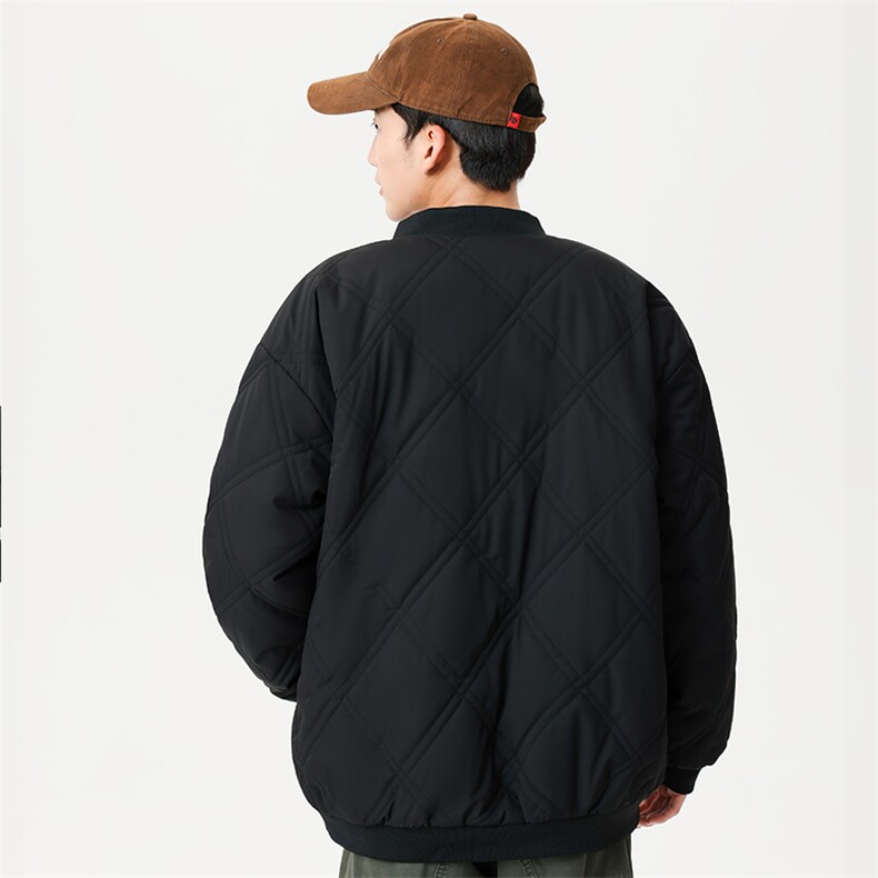 冬季纯色菱形格棒球服棉服加绒保暖宽松休闲简约款棉衣MY606-P75,男装棉衣,电商B306