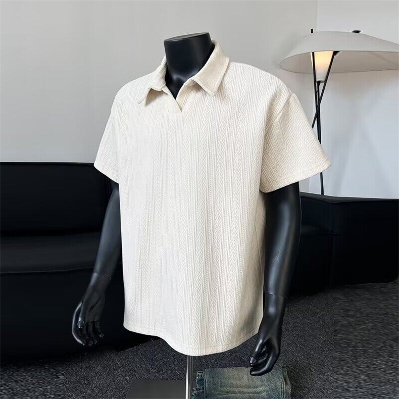 麦穗纹肌理感短袖polo衫男士夏季休闲宽松半袖美式T恤WL7731-p43,男装T恤,星座1008