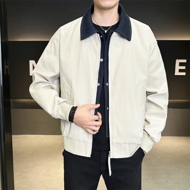 春季新款撞色拼接假两件翻领外套男休闲夹克JK02631-P80,男装夹克,星座308B-2