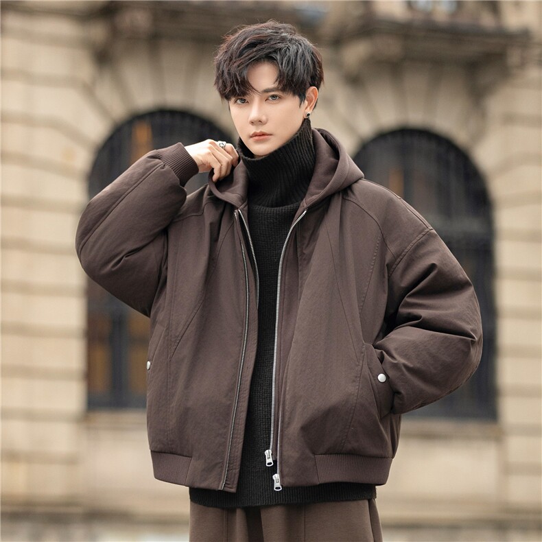 设计分割羽绒服夹克男2025冬装连帽羽绒外套拉链8123-P415控798,男装夹克,电商A355（原A415）