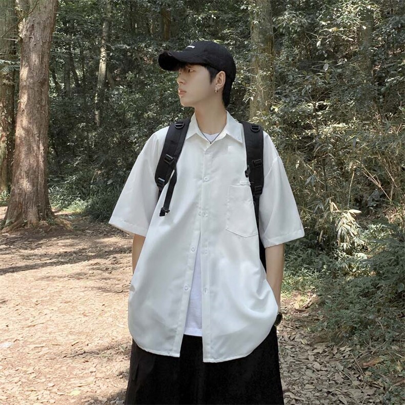 衬衫夏季设计感短袖衬衣潮牌痞帅男款港风百搭休闲外套CS0406-P37,男装衬衫,星座308B-2