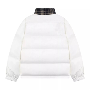 潮美式街头格子拼接格子立领棉服冬季立领面包服TT8810 P80图片