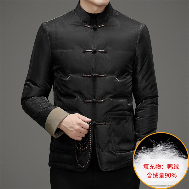中老年唐装90绒羽绒服男士复古盘扣风羽绒服外套中式唐装,男装羽绒服,钱塘723