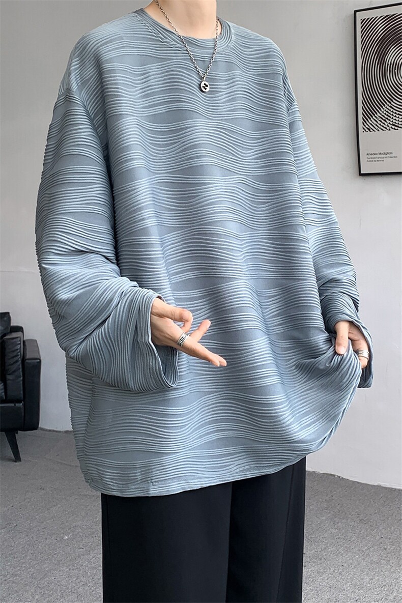 8XL-M肌理感长袖T恤男宽松重磅上衣痞帅高级感内搭打底衫P45控68,男装T恤,电商D206-1