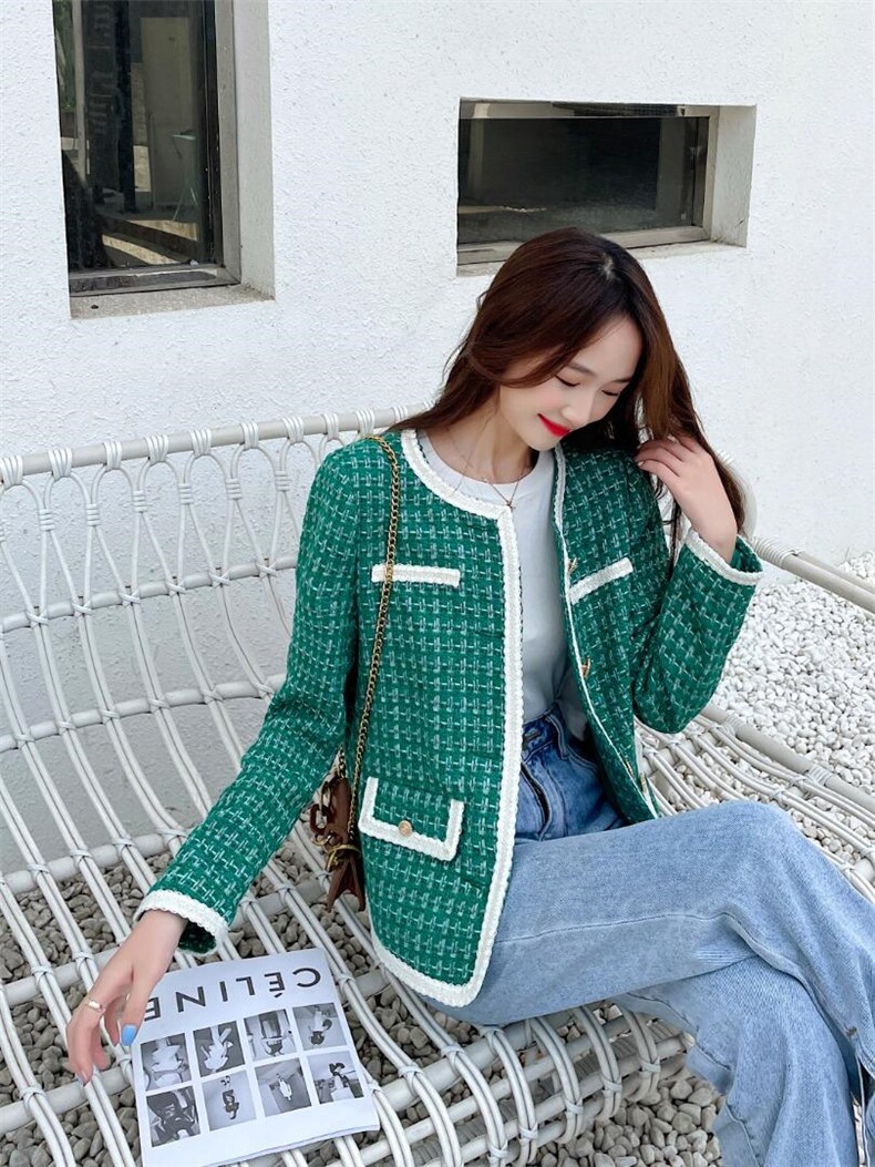 【现货】清新丽人翡翠绿小香风外套，其它，水锦红