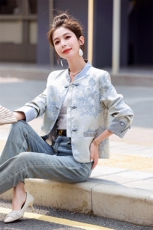 新中式g风小香风外套女2025春秋季小个子复古盘扣唐装短款上衣，女装短外套，美沁