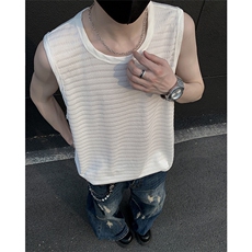 2025夏季新款肌理感冰丝背心坎肩无袖宽松T恤xz906-Y133P23，男装背心/马甲，星座906（原电商a316-1）