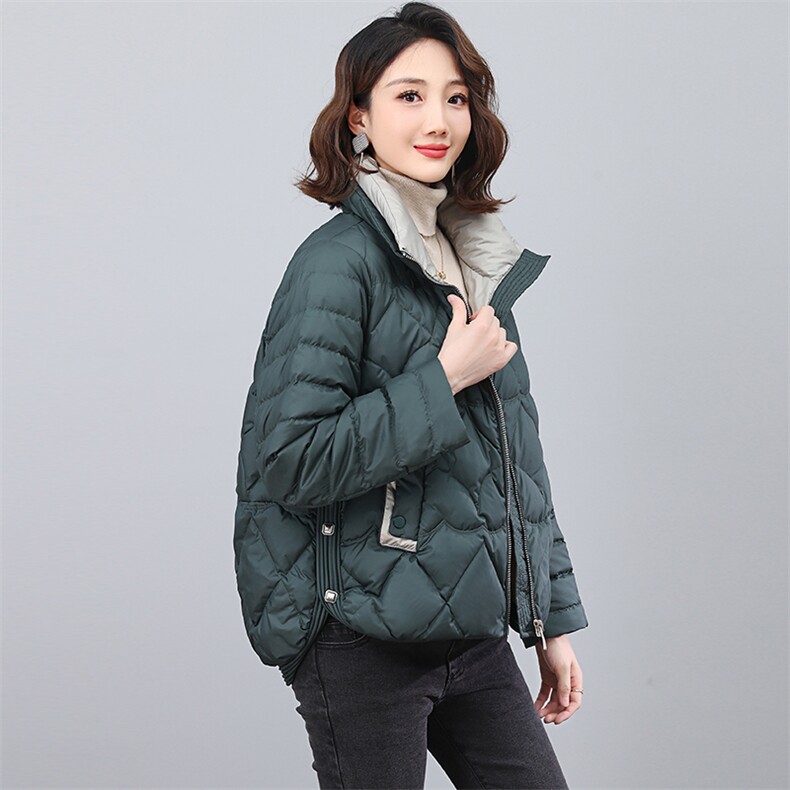 全年现货~2025冬季新款羽绒服撞色时尚短款白鸭绒外套,女装羽绒服,忆绮罗