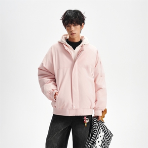 !潮流冬季连帽拉链加绒加厚棉衣情侣撞色棉服外套MY5567-P78