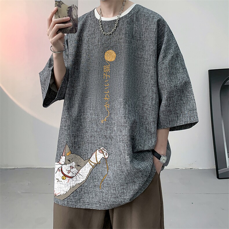 风复古亚麻短袖男棉麻t恤男半袖ZT71013-P35,男装T恤,电商A040