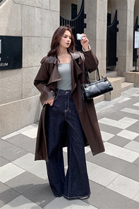 皮衣外套女软皮高级感超火2025秋新款休闲酷飒风中长款风衣皮夹克图片