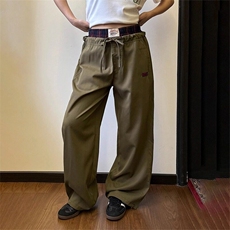 复古格子拼接假两件休闲裤女春秋季双腰头运动阔腿裤KA204，男装休闲裤，星座1116A（原606A-3）