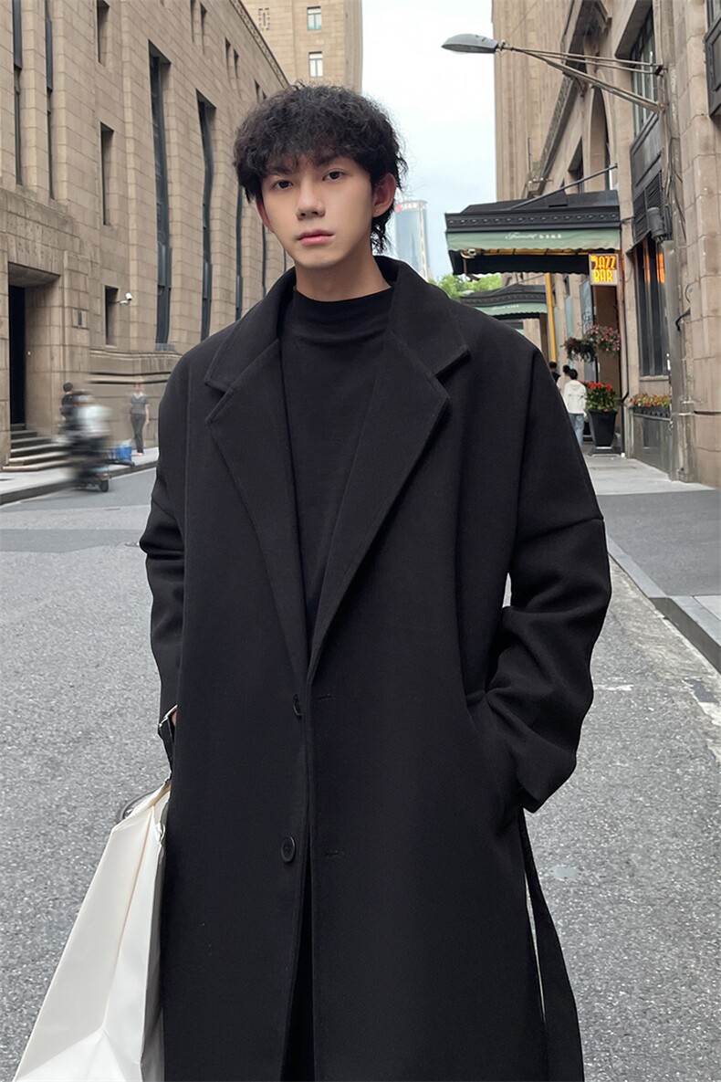 秋冬毛呢大衣男潮流痞帅风衣中长款宽松外套MN9568/P100加棉P110,男装风衣,电商B316