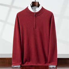十二针半拉链时尚都市长袖圆领2024年秋季羊绒衫，男装羊绒套衫，宏杨羊绒