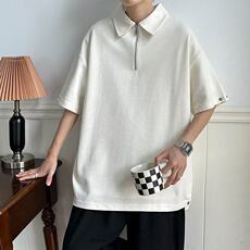 DT80-P33夏季新款宽松纯色翻领短袖T恤男士港风痞帅POLO衫男上衣，男装Polo衫，星座603-2