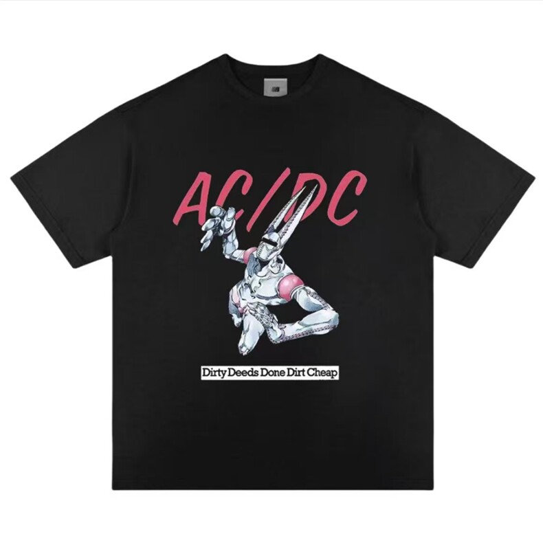 1506/QA7900/P31JOJO的奇妙冒险ACDC230g水洗印花短袖男T恤U,男装T恤,星座1506