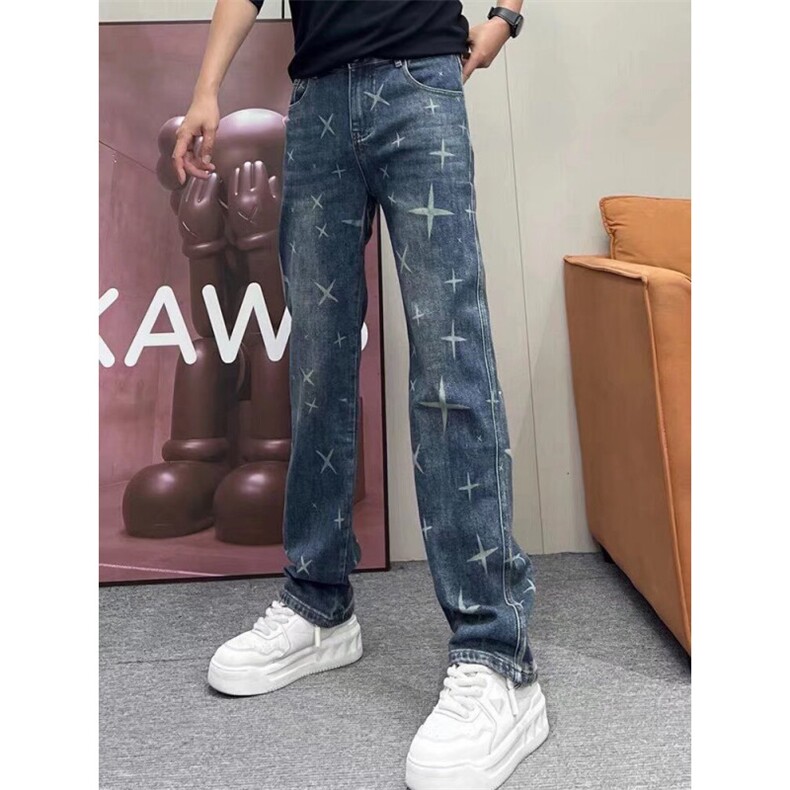 1506A/G68070/P52花牛仔裤男春夏潮牌水洗直筒休闲裤,男装牛仔裤,星座1506A