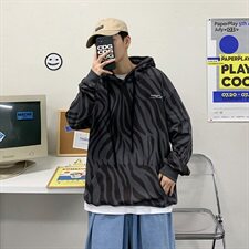703-W216-P60秋季动物纹斑马条纹休闲套头卫衣绣花情侣，男装卫衣，星座703