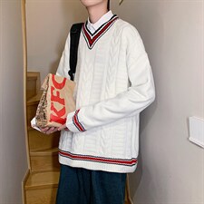 毛衣V领休闲宽松上衣男时尚青年2024秋冬新款A161-2-M2050-P65,男装针织衫/毛衣,电商A161-2