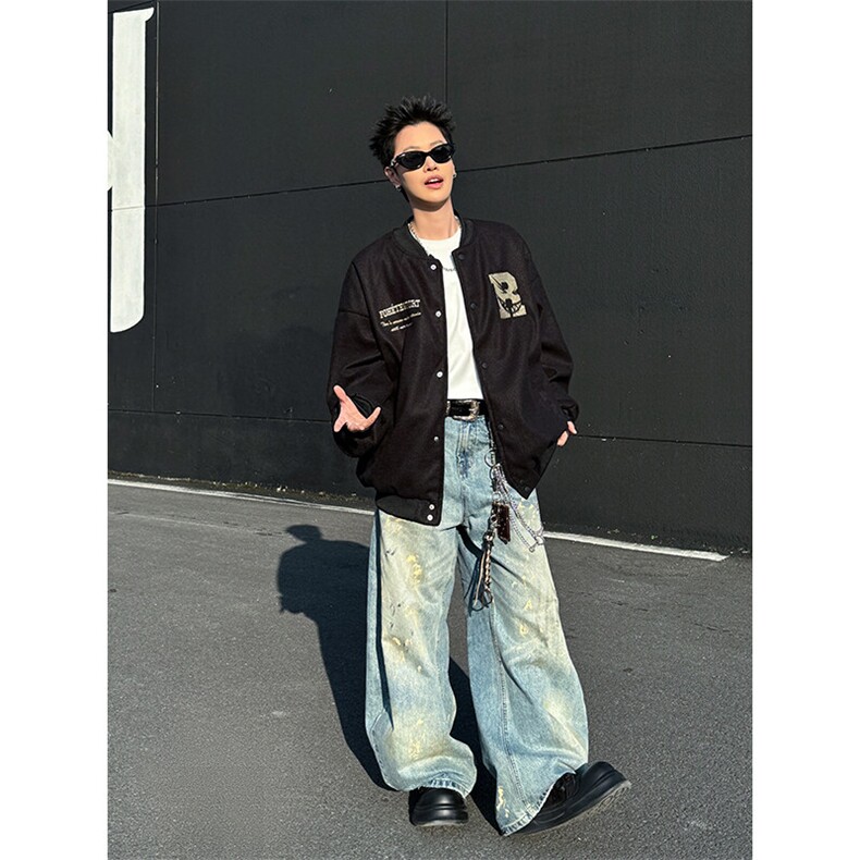 美式棒球服外套男款春秋2026新款复古宽松休闲潮牌夹克JK0663-P68,男装夹克,星座308B-1