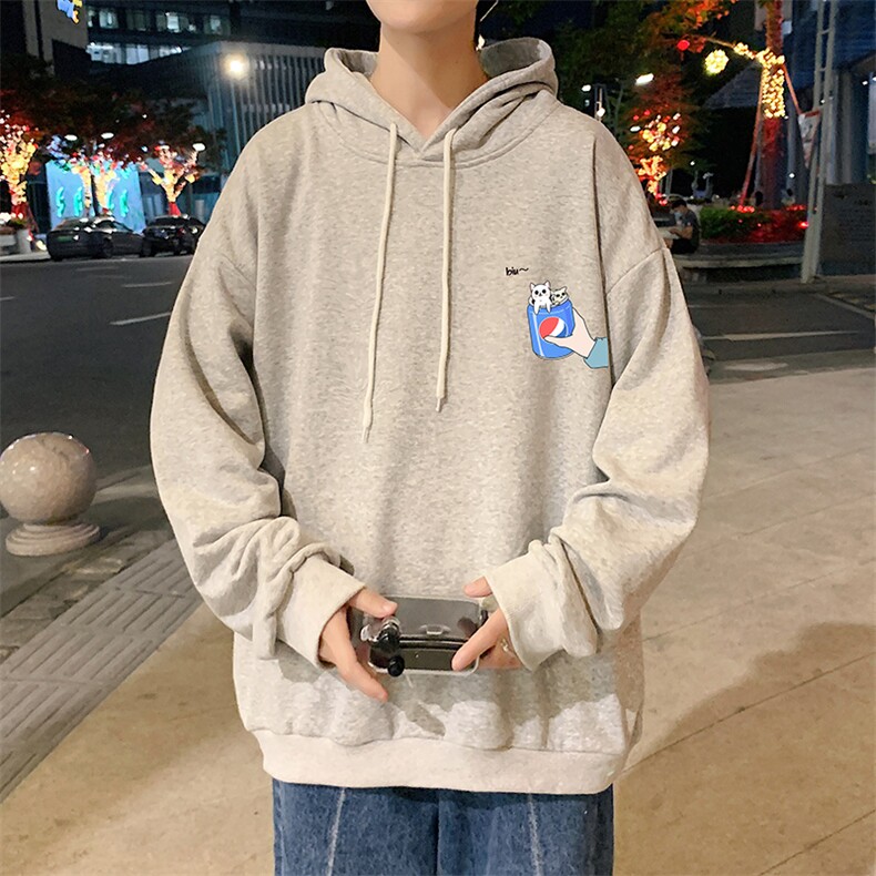 WY2262-P35纯棉连帽卫衣男大码运动帽衫宽松薄外套男,男装卫衣,电商A040