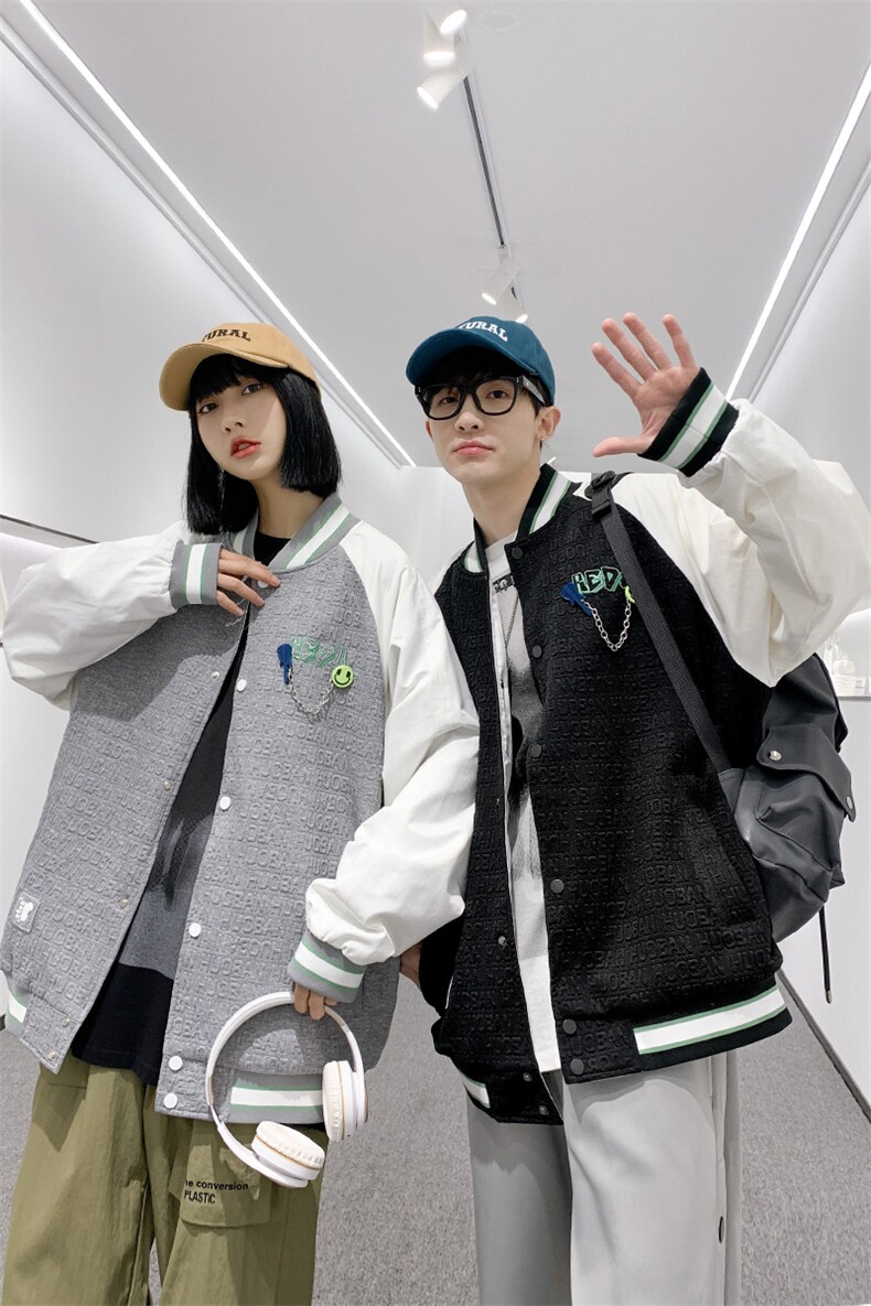 秋装立体印花夹克棒球服男女同款中性风情侣款时尚外套8013-P95,男装夹克,电商A441-1