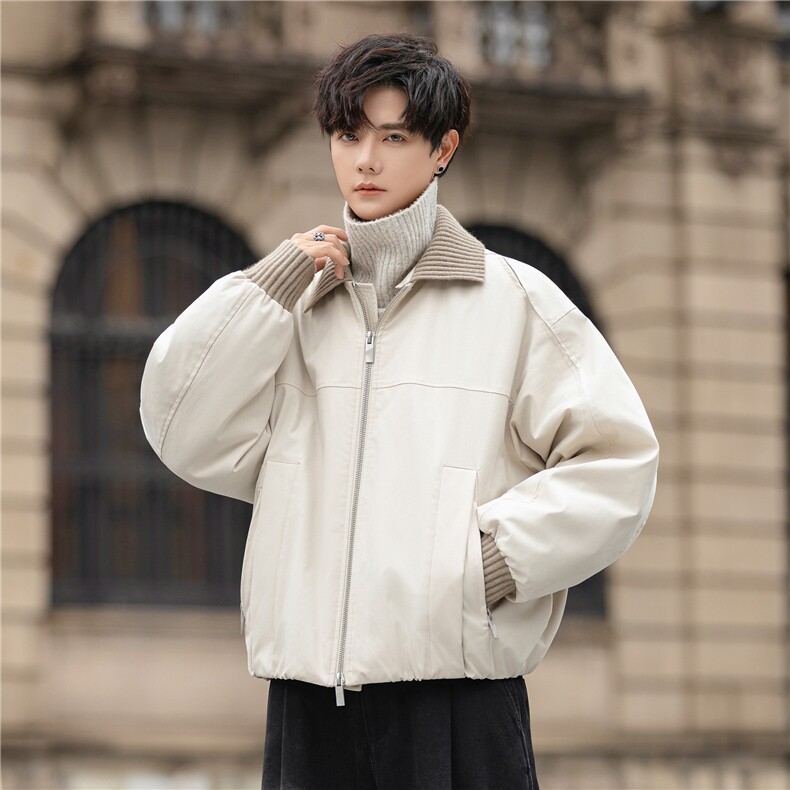 针织翻领羽绒服男士冬季新款高级感休闲宽松外套F5509-P395控698,男装羽绒服,电商A355（原A415）