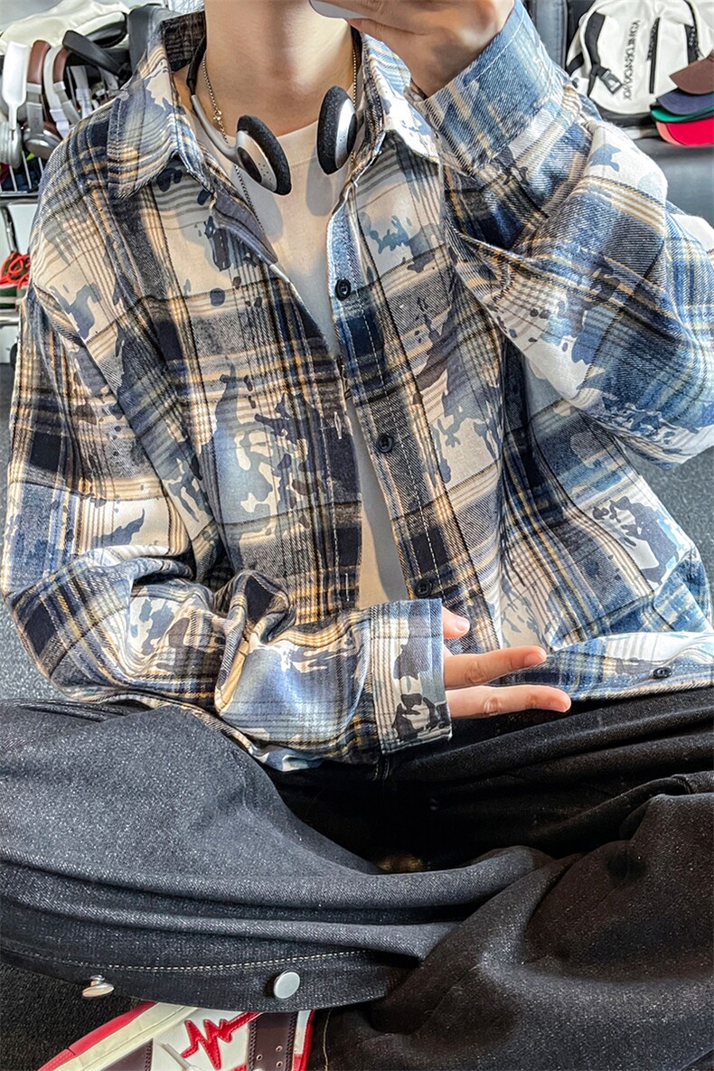 秋季格子衬衫休闲内搭衬衣高级感外套男C2239-特P28/CJ9741-特P42,男装衬衫,电商A007