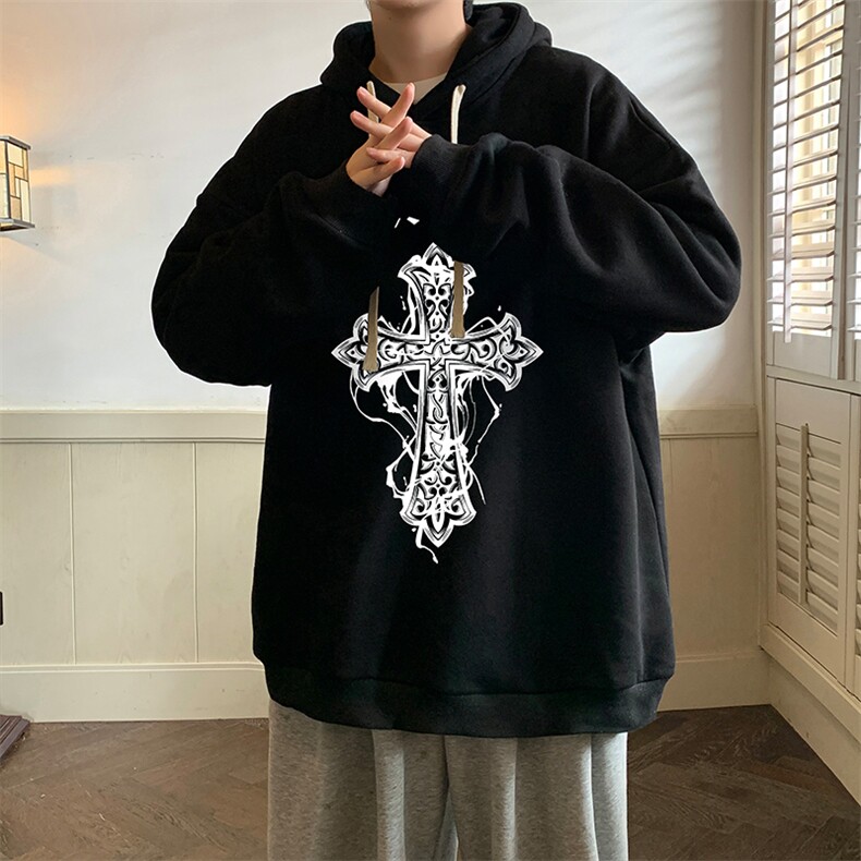 纯棉连帽卫衣男大码运动帽衫宽松薄WY2268-P35加绒款-P40,男装卫衣,电商A040