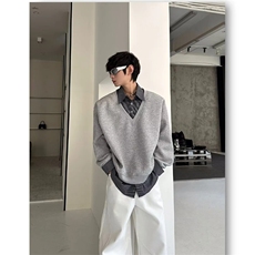 设计感假两件拼接卫衣春季宽松休闲时尚高级感上衣ZHY03p35，男装卫衣，星座1112-1