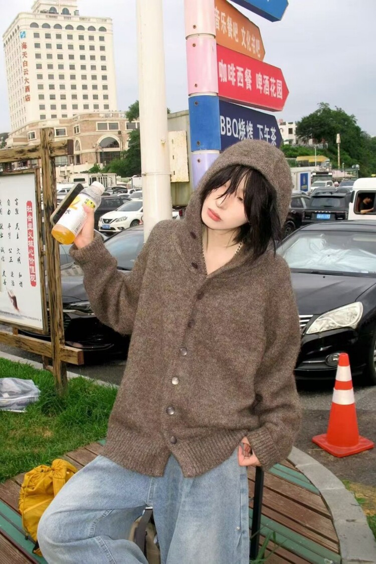 【设计师款】美式插肩立领毛衣外套女秋季宽松羊毛针织衫拉链开衫,男装针织衫/毛衣,星座218-8