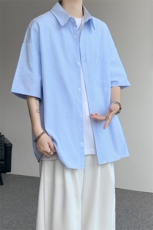 短袖衬衫男夏季新款港风宽松条纹衬衣DX3303-特P26无差价，男装衬衫，星座214-3