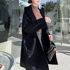 2025年秋季休闲连帽时尚百搭通勤简约双面呢羊毛大衣，女装双面呢大衣，琳尚羊绒