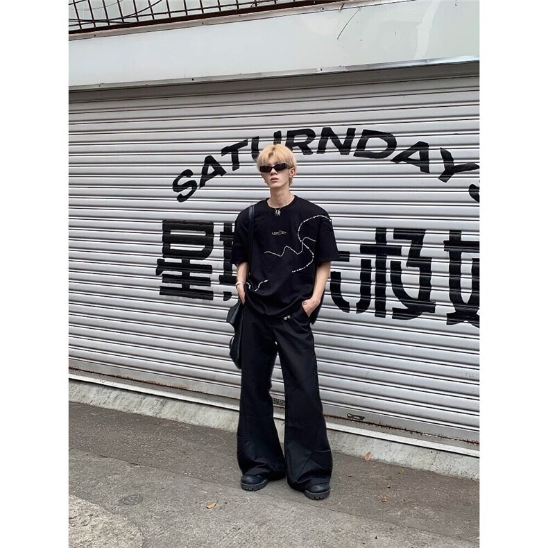 网图现货设计感珍珠点缀T恤夏季高级感宽松百搭上衣RW162-P52,男装T恤,星座1005-4