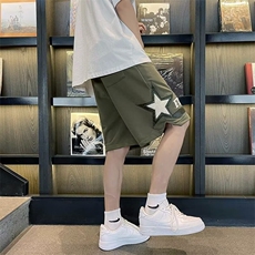 高街短裤男夏季ins潮牌胖子嘻哈中裤宽松运动五分裤DK066-p33，男装牛仔裤，星座1008