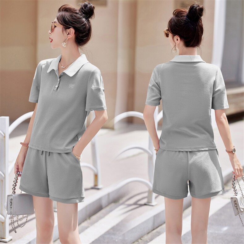 2025休闲运动女新款夏季polo跑步网红炸街时尚洋气短裤，女装运动套装，凯瑟曼