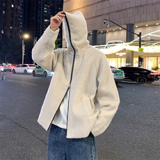 美式复古马海毛连帽男慵懒风高级感短款开衫针织夹克JK02563-P90，男装夹克，星座308B-2