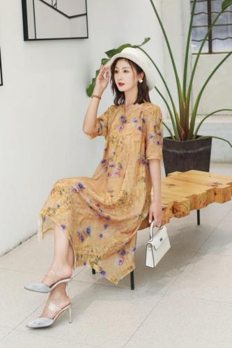 夏季大版连衣裙冰丝麻小清新,女装连衣裙,矢口日慧