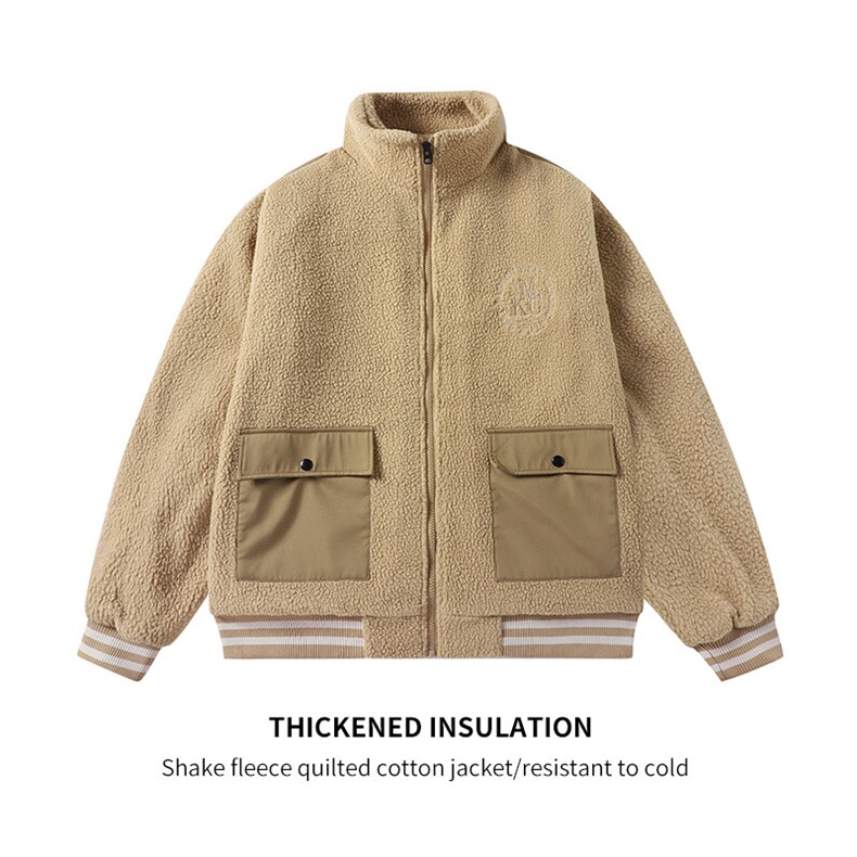 XZ-221/MF1702/P78冬季潮牌加绒加厚立领羊羔绒棉袄棉衣外套，男装棉衣，星座221