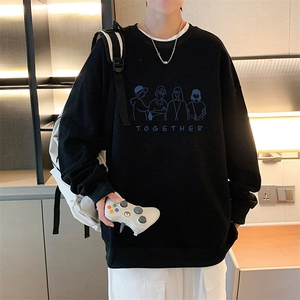 S6191-P28 加绒款-P33 秋季圆领卫衣男大码韩版宽松长袖外套图片