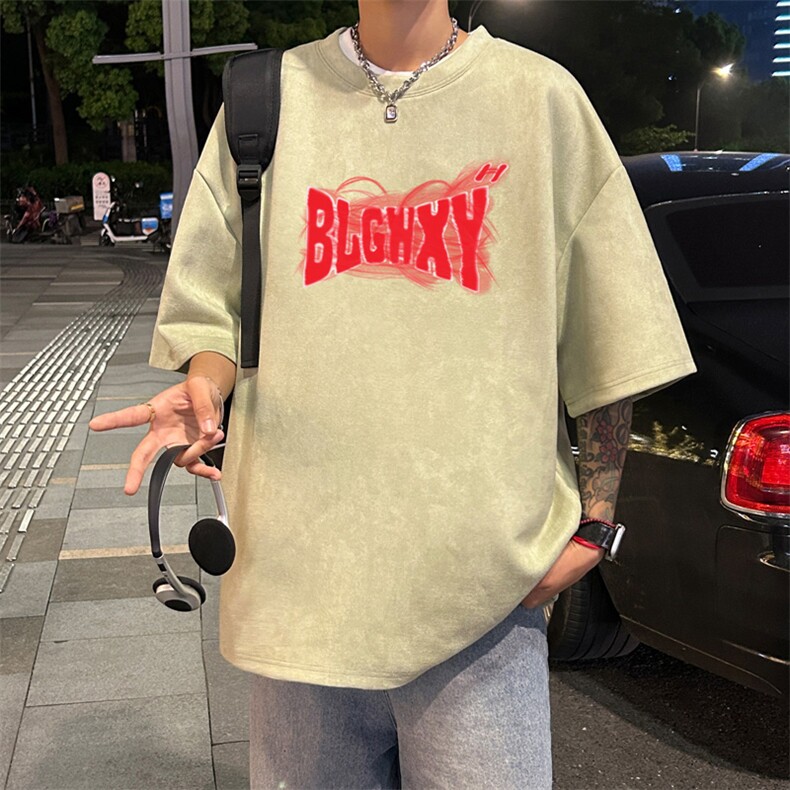 量大优供视频重磅麂皮绒短袖t恤男JT527-特p19,男装T恤,电商B371