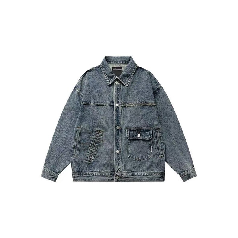 美式复古经典水洗牛仔外套男宽松做旧潮流vintage丹宁夹克NB11P70,男装工装外套,电商D256-2(原A064-2)
