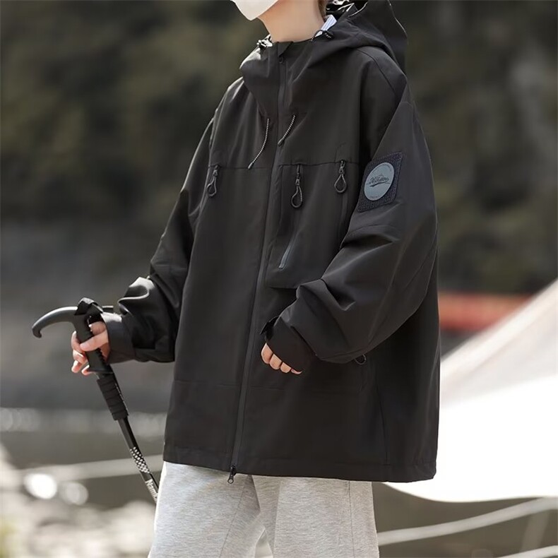 美式机能户外连帽冲锋衣外套男春秋新款山系防水防风B681-P68,女装短外套,星座1109-3
