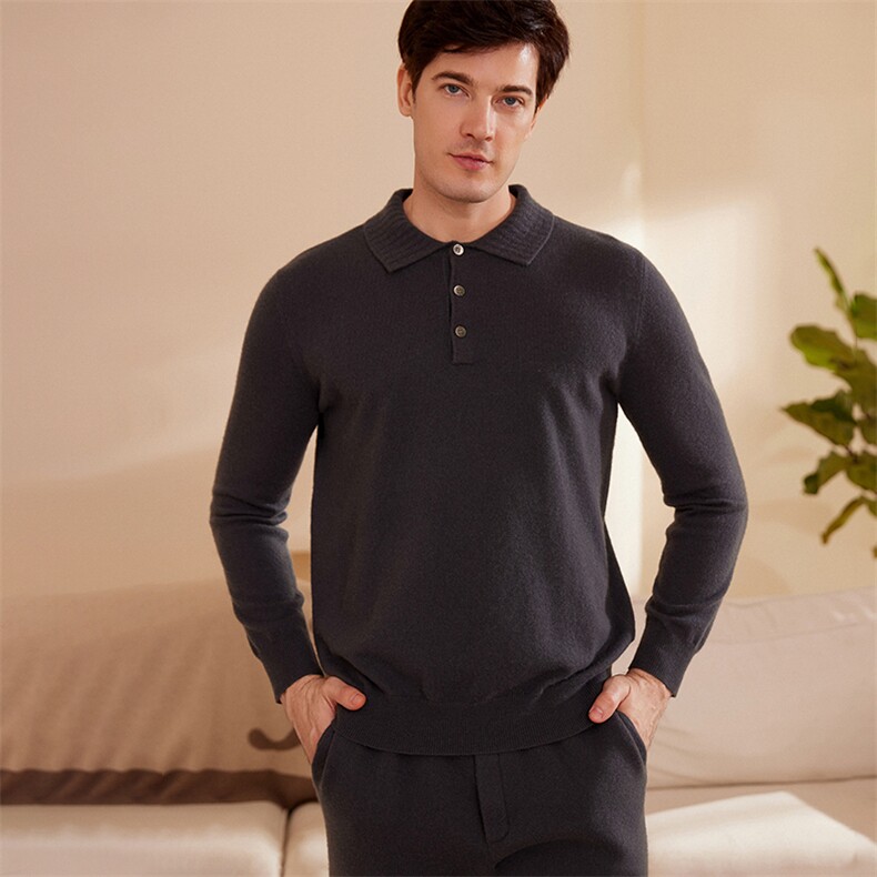 秋冬季新款简约百搭男款POLO领羊绒套头衫，男装羊绒套衫，绒歆坊